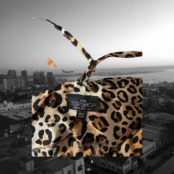 XS Topshop leopard print romper. Wide legged, with a red running stripe. - Picture 4 of 7